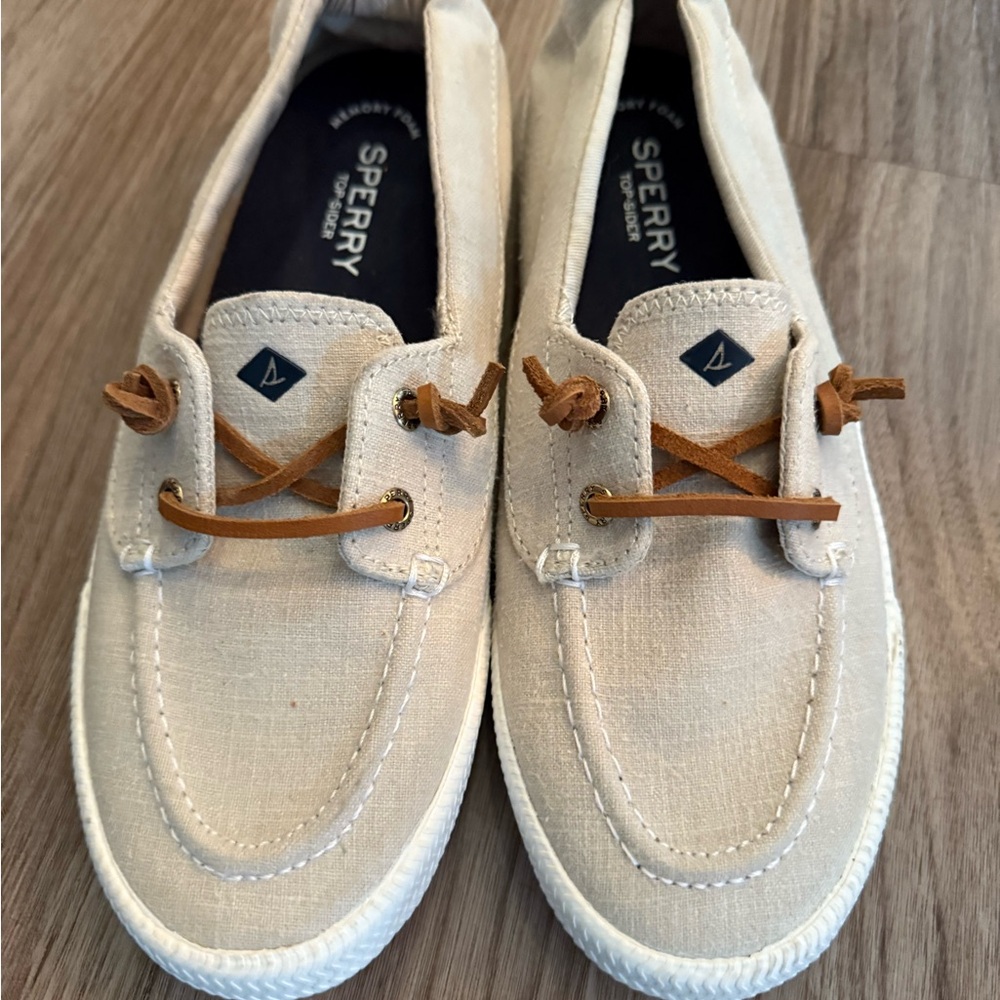 Sperry Tan Canvas Boat Shoes - Picture 2 of 5